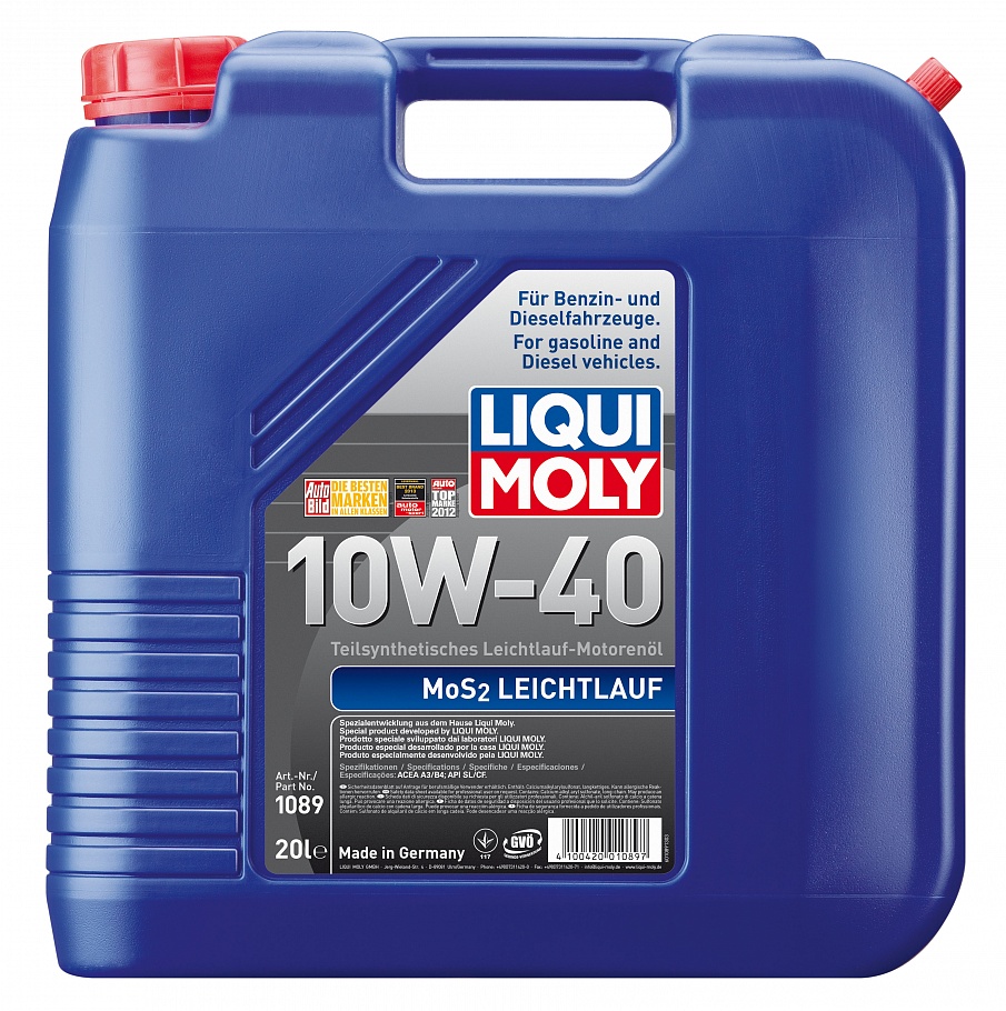 Масло моторное Liqui Moly MoS2 LeichtLauf 10/40 API SL/CF (20 л.) — оптом